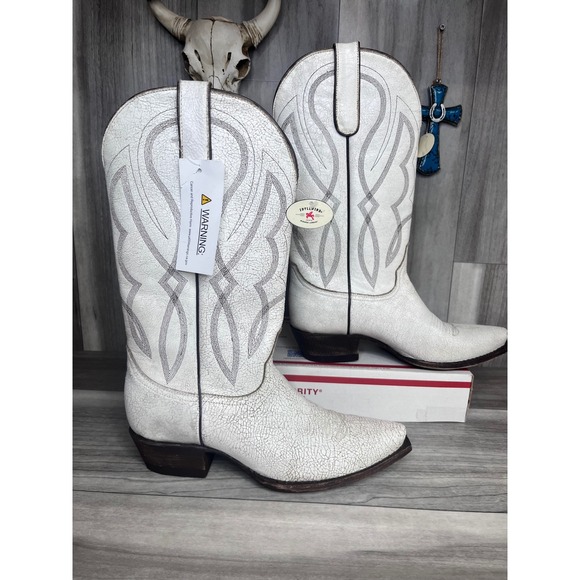 Idyllwind Shoes - Idyllwind Colt Western Boots Womens 9B White Cracked Leather Snip Toe BIDLSP20P4